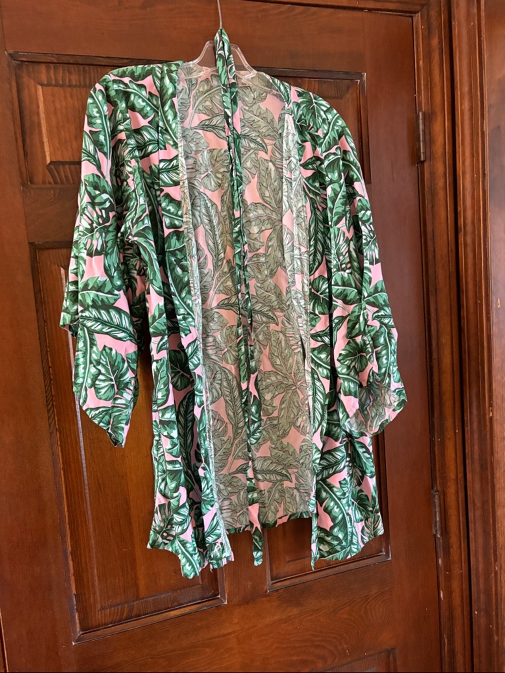 Kenny Flowers size small Pink & Green Tropical Leaf Kimono